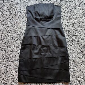 WHBM Strapless Black Dress LBD with Layered Design